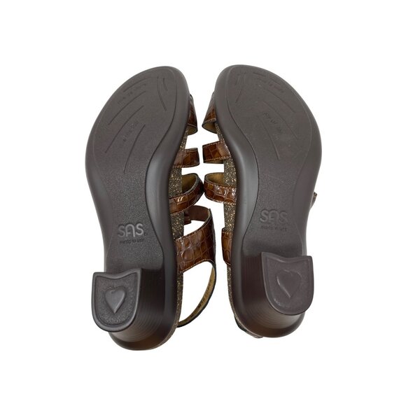 SAS Women’s Allegro Sandals Medium Cognac Croc Women's Size 9W - Picture 10 of 12